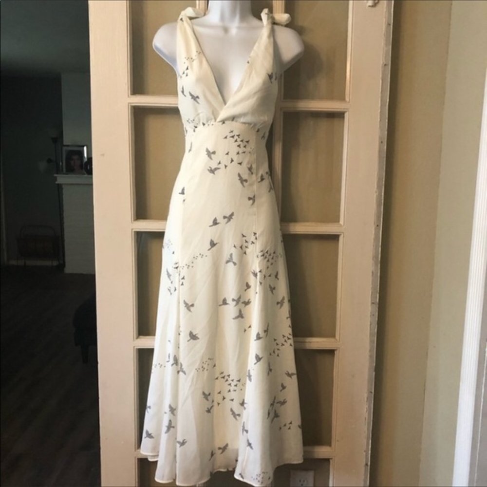 H&M Romantic Natural Bird White Dress Sz 6